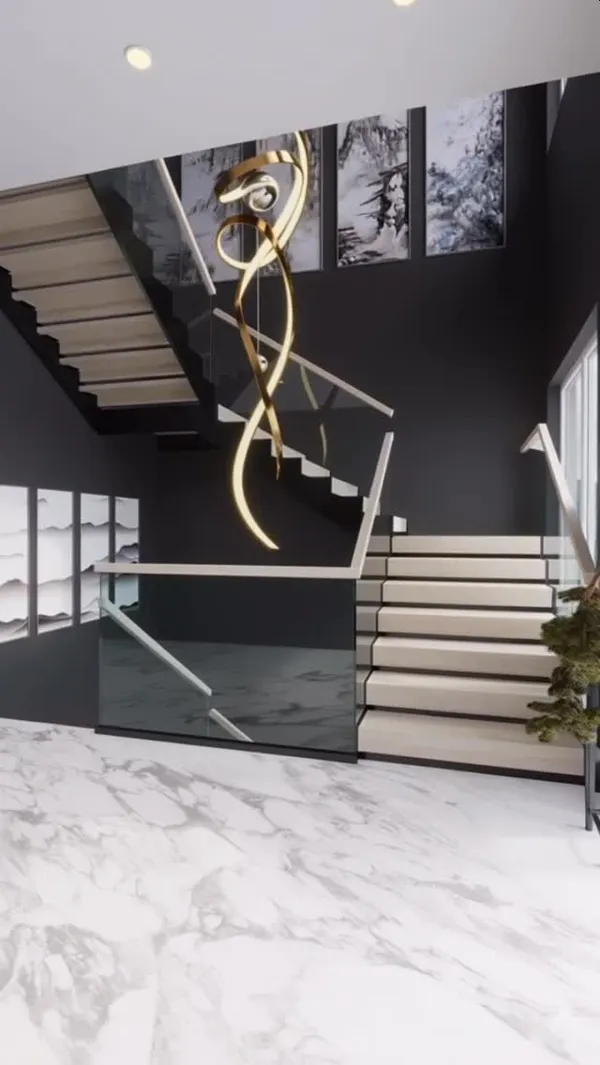 Loft conversion floating stair installed in a Toronto space