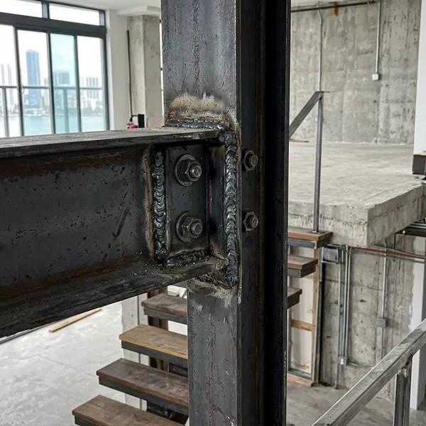 Steel floating stair installation in progress in Toronto